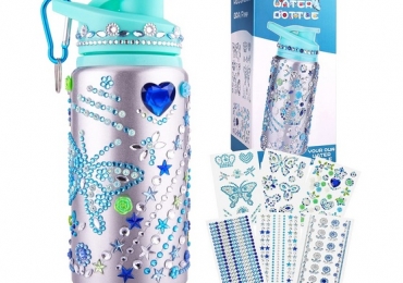 Aluminium Water Bottle For Kids With Glitter Gem Stickers